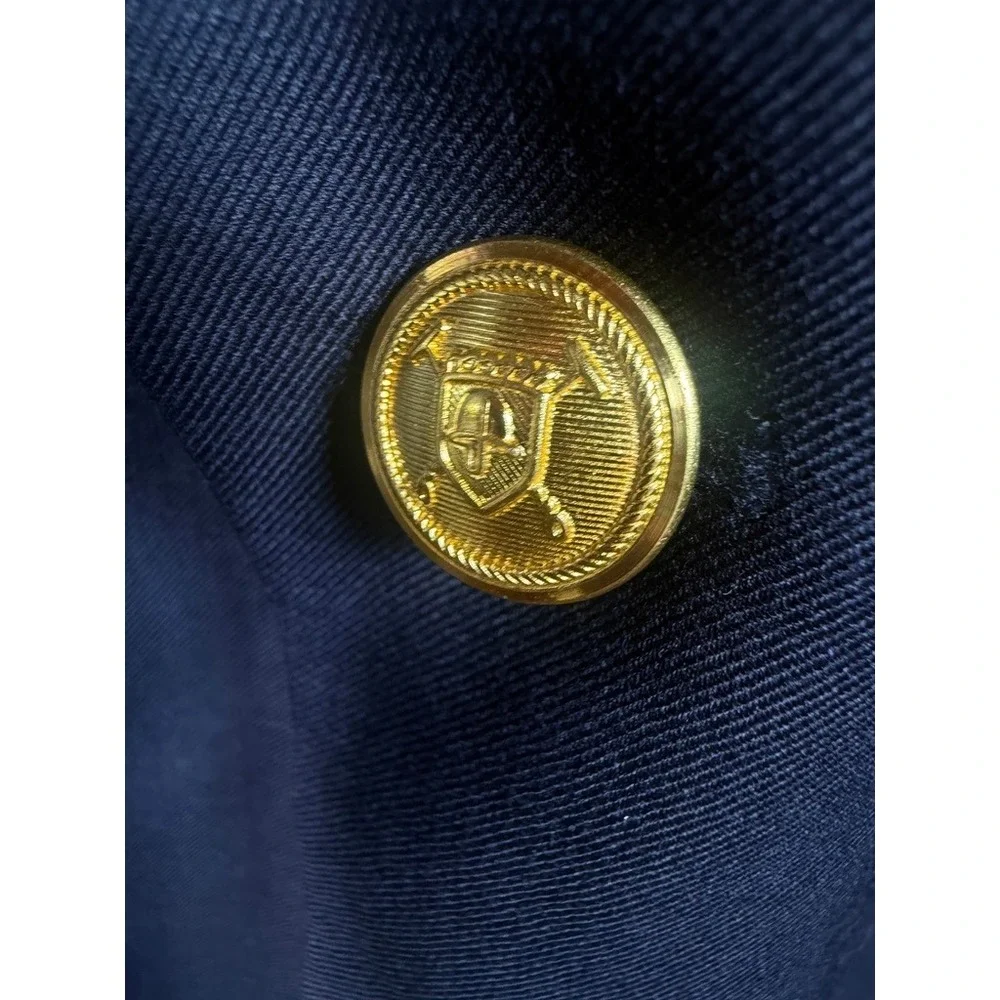 Lauren Ralph Lauren Blazer Navy Blue Gold Crest‎ Buttons Preppy Jacket 42 Long